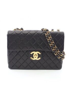 Chanel Shoulder Bag Maxi Quilted 30 Single Flap Black Lambskin